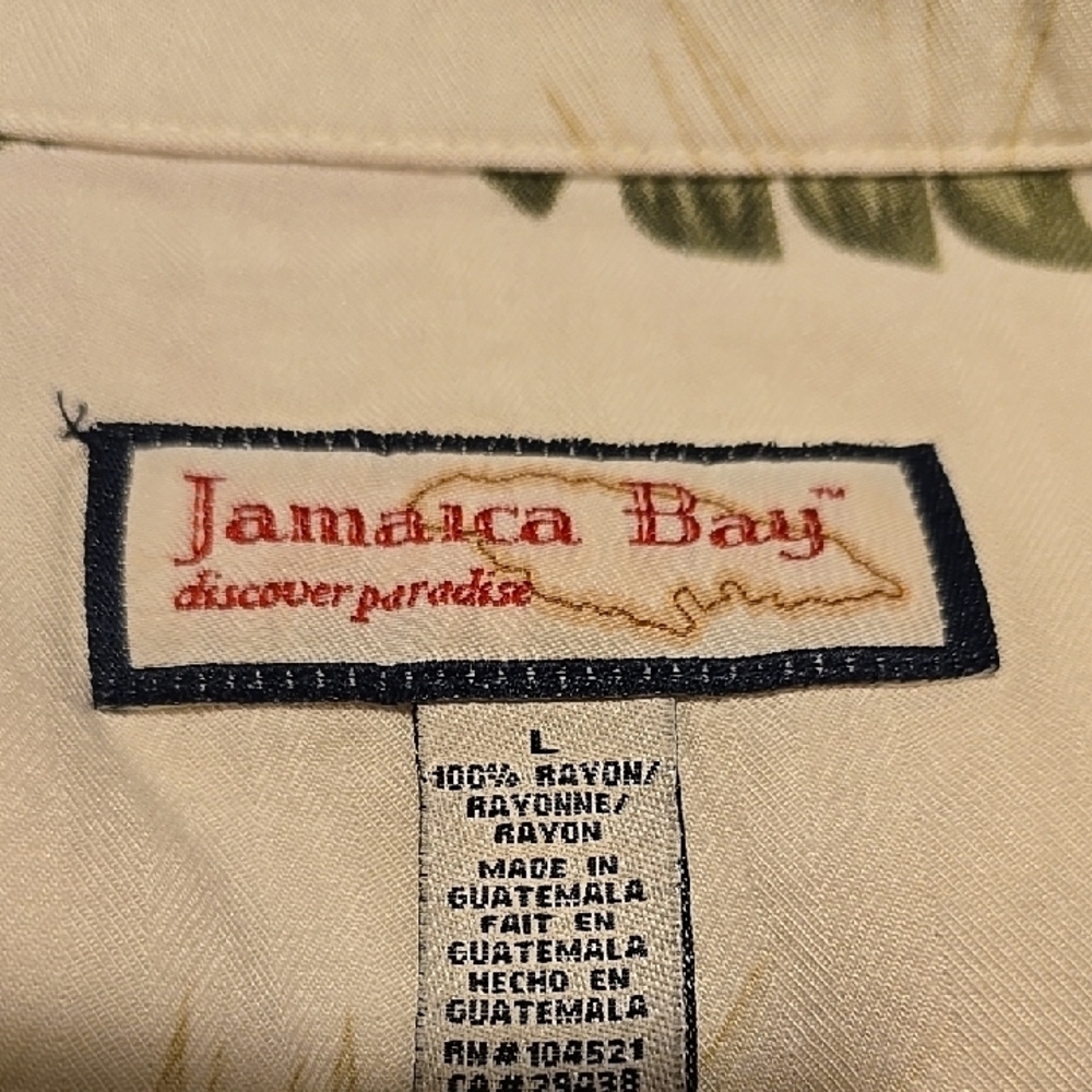 Vintage Jamaica Bay Red and Yellow Floral Tropical Beachy Shirt L - Picture 2 of 3